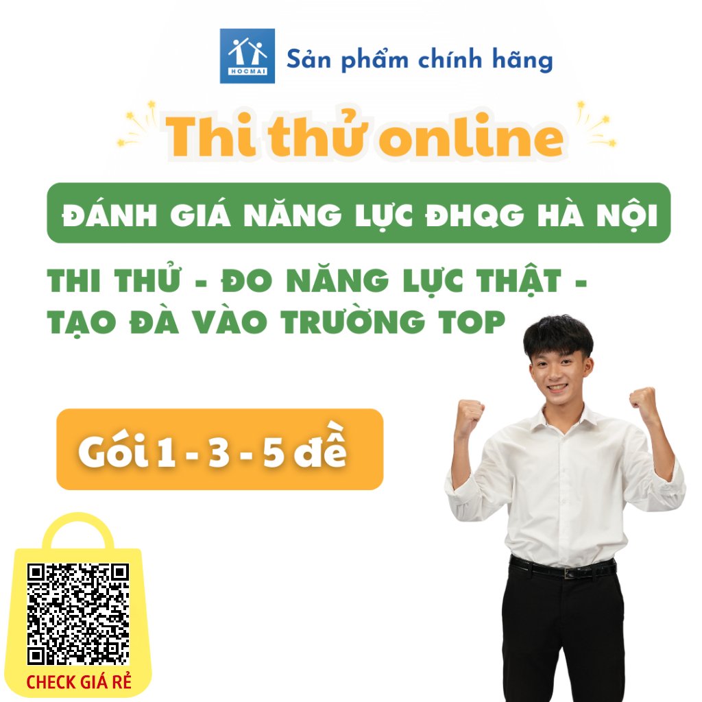 Thi thử online Đánh giá năng lực ĐHQG Hà Nội HSA Gói 1,3,5 đề Toàn quốc HOCMAI [Voucher]