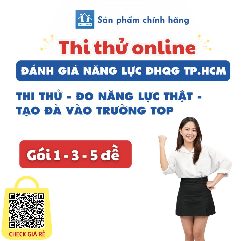 Thi thử online Đánh giá năng lực ĐHQG TPHCM VNUHCM Gói 1,3,5 đề Toàn quốc HOCMAI [Evoucher]