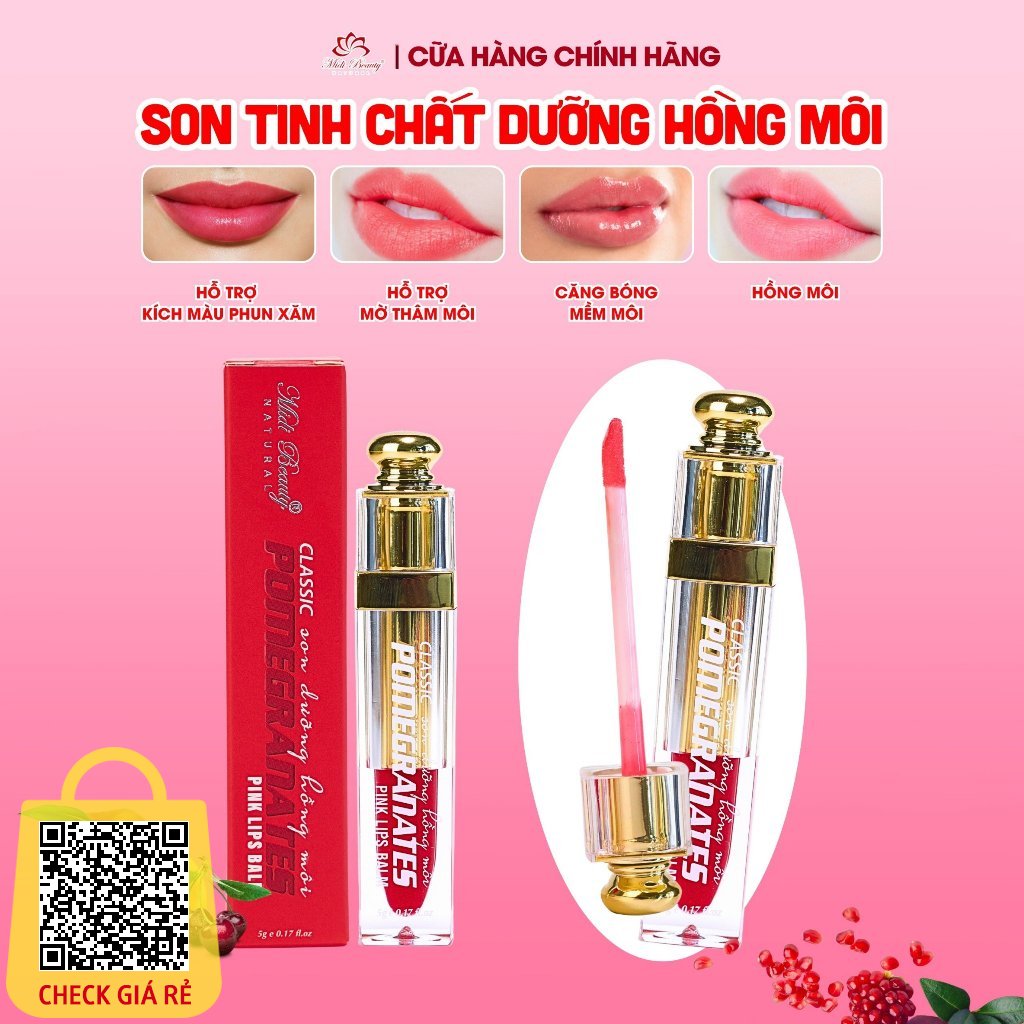 TINH CHẤT HỒNG MÔI Midi Beauty 5G: Kích môi phun lên màu chuẩn tone - hồng môi và dưỡng ẩm môi.