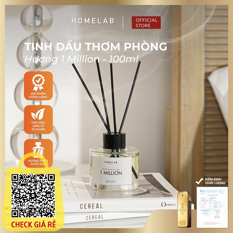 Tinh dầu thơm phòng mùi nước hoa 1 MILLION - Paco Rabanne - tinh dầu khuếch tán sang trọng - uy quyền 100ml_HOMELAB