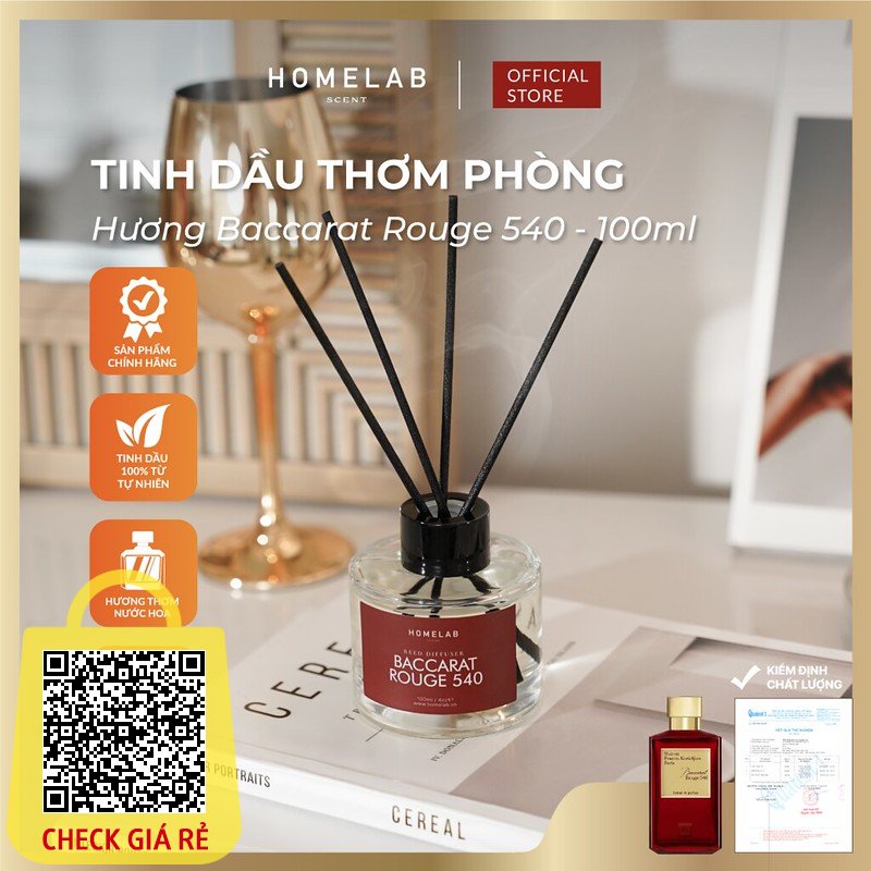 Tinh dầu thơm phòng mùi nước hoa BACCARAT ROUGE- Kurkdjian - Tinh dầu khuyếch tán sang chảnh - trẻ trung 100ml_HOMELAB