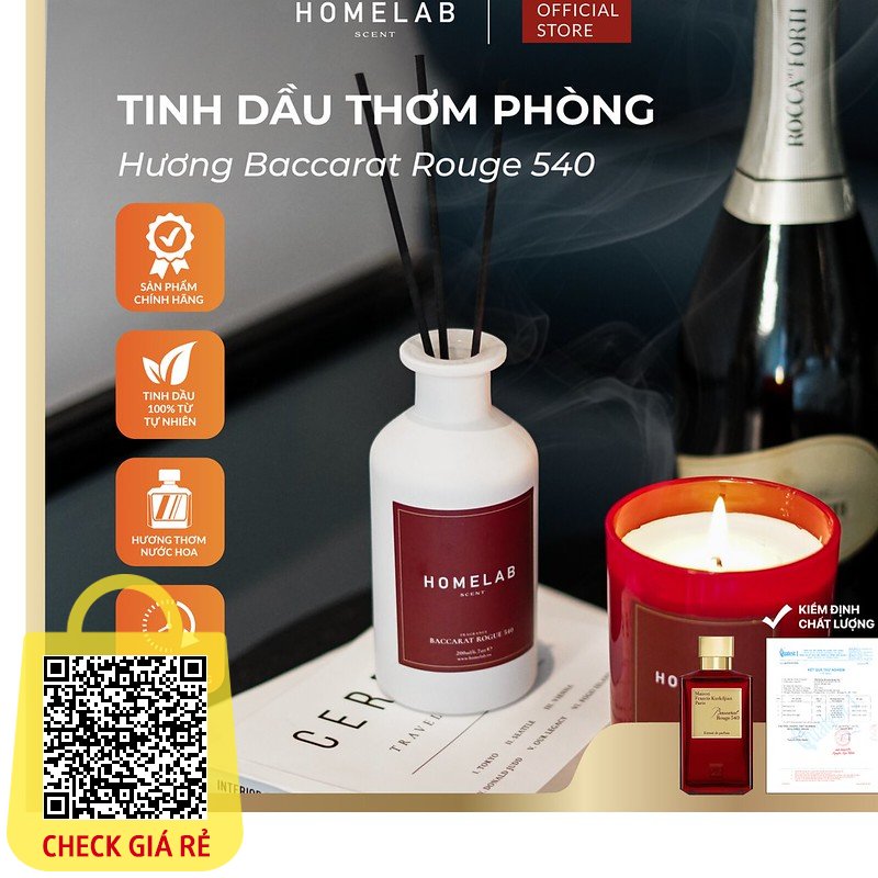 Tinh dầu thơm phòng mùi nước hoa BACCARAT ROUGE- Kurkdjian - Tinh dầu khuyếch tán sang chảnh - trẻ trung 200ml_HOMELAB