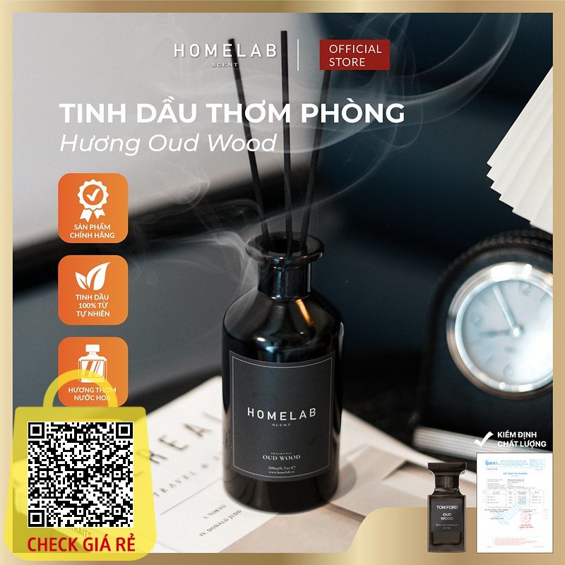 Tinh dầu thơm phòng mùi nước hoa OUD WOOD - TOMFORD - tinh dầu khuếch tán cấp mùi hương gỗ độc tôn - 200ml_HOMELAB SCENT