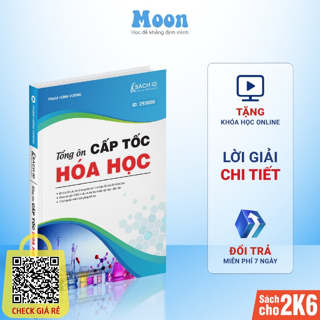 Tổng ôn cấp tốc Hoá học 12, sách ID ôn luyện thi thpt quốc gia 2023 moonbook