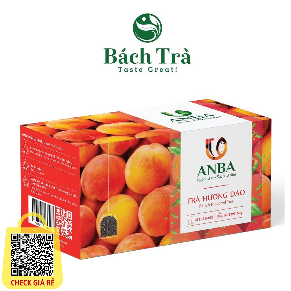 Trà Đào Túi Lọc ANBA tốt cho sức khỏe chống oxy hóa cải thiện làn da định lượng 50g 25 túi