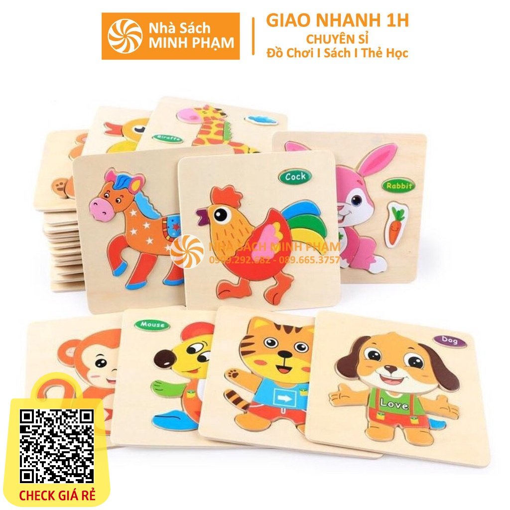 Tranh Ghép Hình 3D Gỗ Nổi 15cm Cho Bé Phát Triển Trí Tuệ