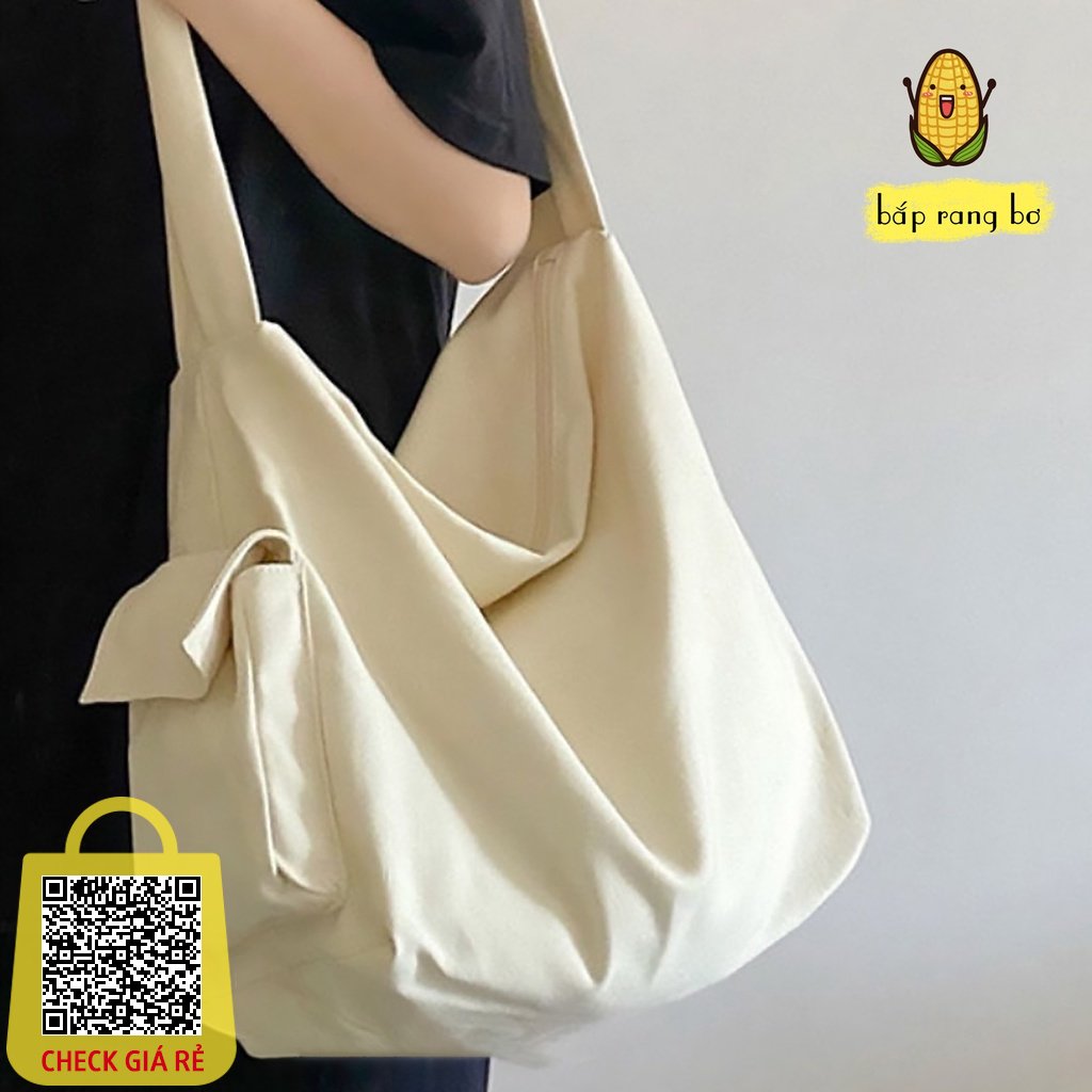 Túi đeo chéo Tote Vải canvas trơn trống túi hộp nam nữ unisex Đi Học đi chơi Đựng Sách A4, laptop 14inch Baprangbo2312