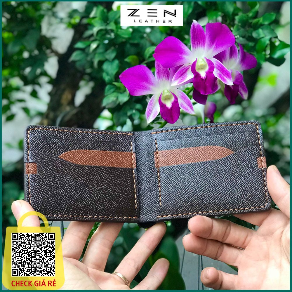 Ví nam mini AD15 bóp nam may thủ công làm từ da bò epsom nhập khẩu, bóp da dáng ngang nhỏ gọn tiện dụng- Zen Leather