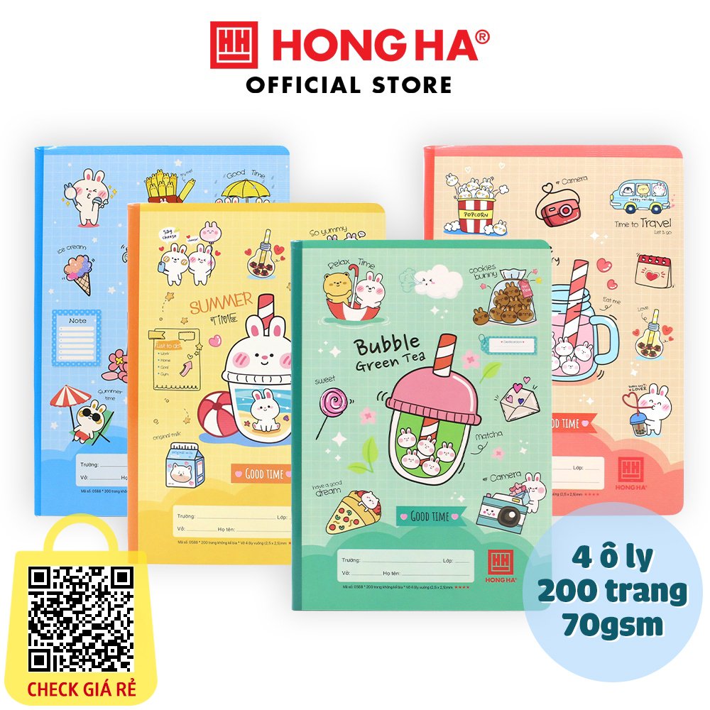 Vở 4 ô ly 200 trang Hồng Hà School Monster (0588)