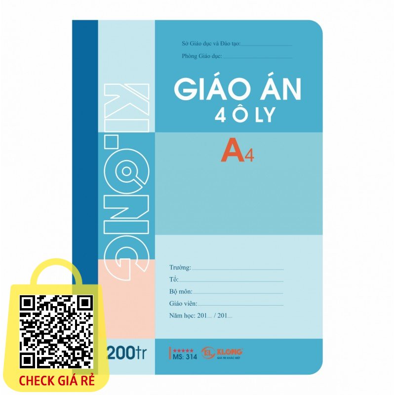 Vở giáo án ô ly - 200 trang Khổ A4 KLONG Ms 314 (T4)