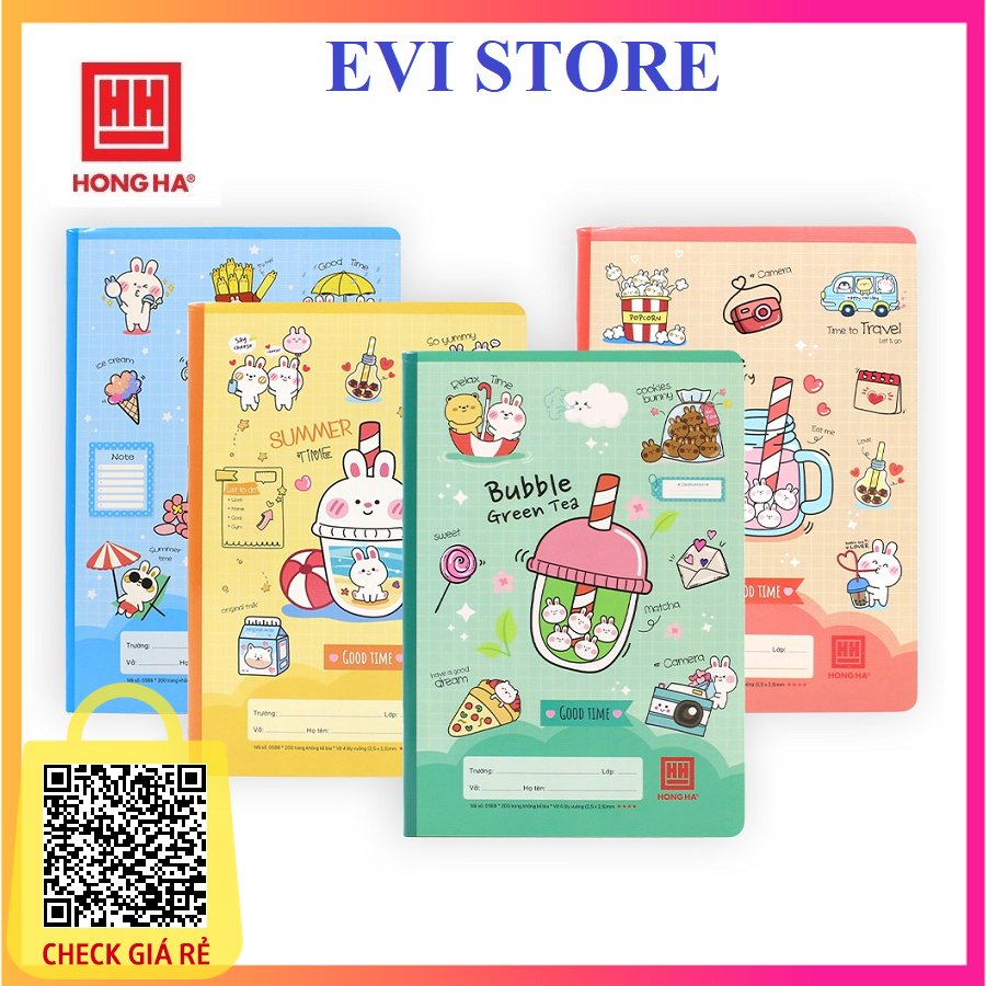 Vở học sinh 4 ô ly Hồng Hà 200 trang khổ B5 School Monster / Vở 4 ô ly Hồng Hà 0588 tiểu học