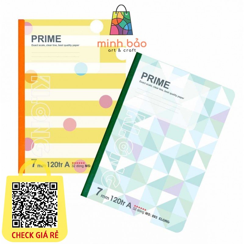 VỞ MAY DÁN GÁY KẺ NGANG KLONG PRIME 120/200 TRANG SIZE B5 70/76 - MÃ SỐ 893 (120 TRANG)- MS 894 (200 TRANG)