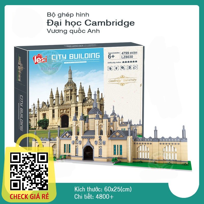 Xếp hình leji 8030 Lắp ghép mô hình Trường Đại Học Cambridge Vương Quốc Anh Cambridge University 4799 Mảnh