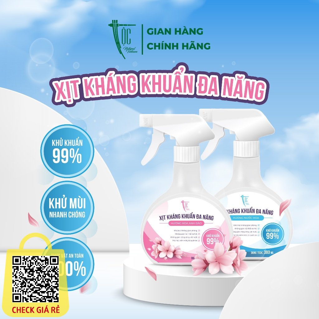 Xịt thơm phòng kháng khuẩn đa năng Tộc Natural 380ml - mùi hương lâu