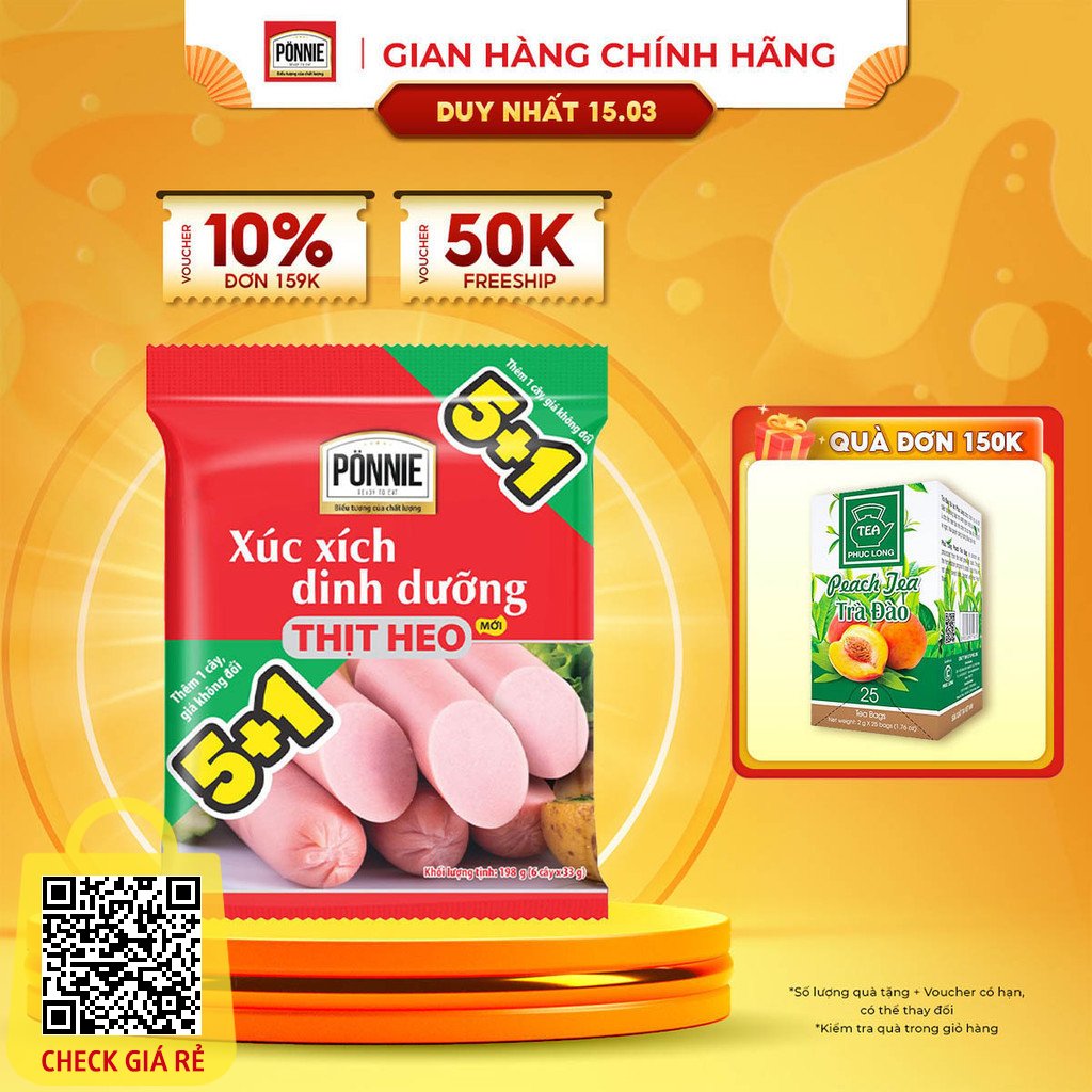 Xúc Xích Tiệt Trùng Ponnie Vị Heo Gói 33g